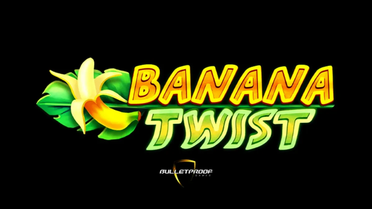 Tampilan visual slot Banana Twist dengan latar belakang pantai tropis dan simbol buah-buahan yang ceria.