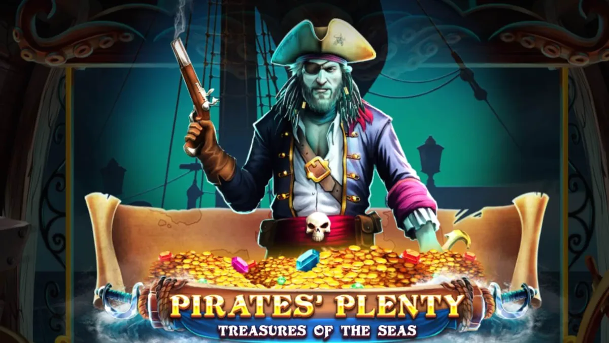 Pemandangan kapal bajak laut dalam permainan slot Pirates’ Plenty: Treasures of the Seas