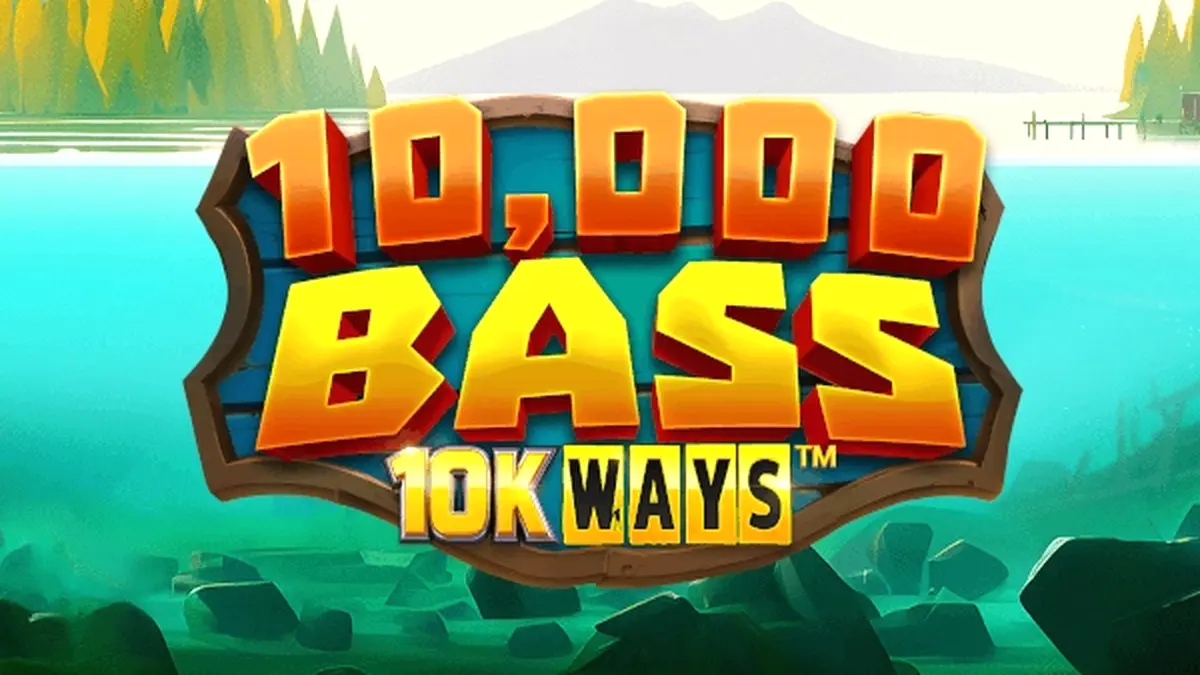 Tampilan visual permainan slot 10,000 Big Bass 10K Ways dengan latar belakang perairan.