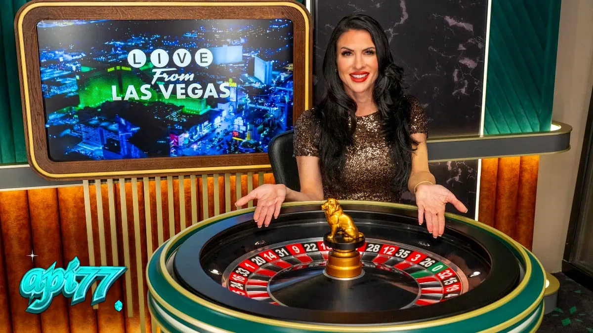Suasana kasino mewah dengan meja live dealer yang disiarkan langsung dari Las Vegas.